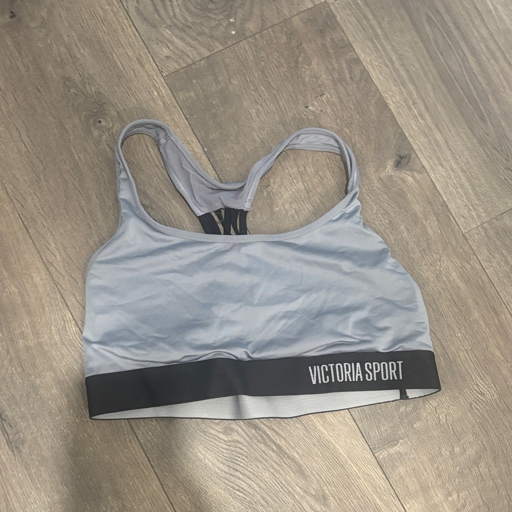 Victoria's Secret Light Gray & Black Racerback Sports Bra
